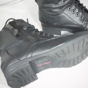 Pink & Peppar Black Combat Boots 8.5M